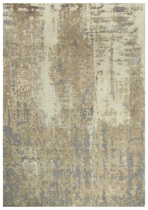 9' X 12' New Zealand Lambs Wool Abstract Hand Carved Handmade Area Rug (747034) - Beige / Gray / Ivory