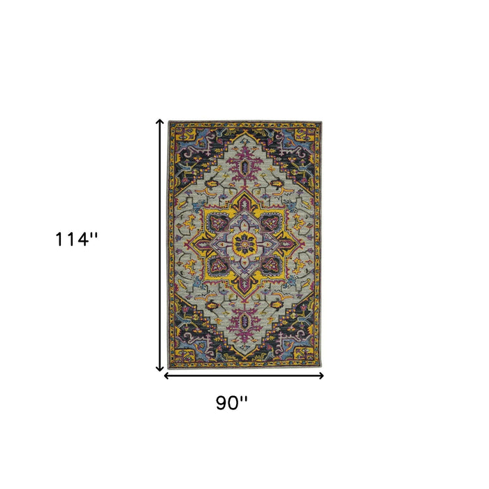 8' X 10' Wool Medallion Hand Tufted Area Rug - Gray