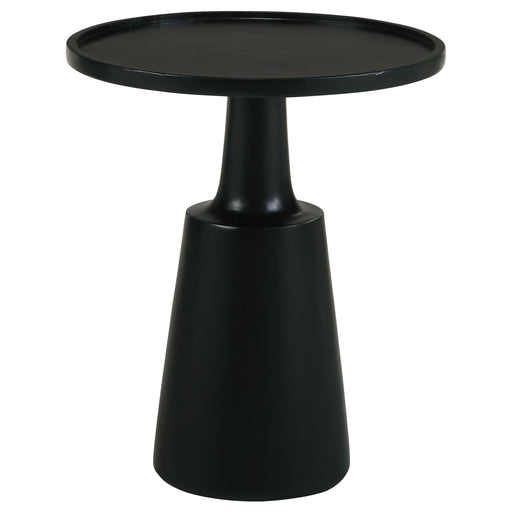 CoasterEssence Ixia round solid mango wood accent side table in black stain