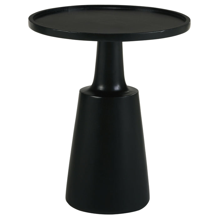 CoasterEssence Ixia round solid mango wood accent side table in black stain
