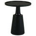 CoasterEssence Ixia round solid mango wood accent side table in black stain