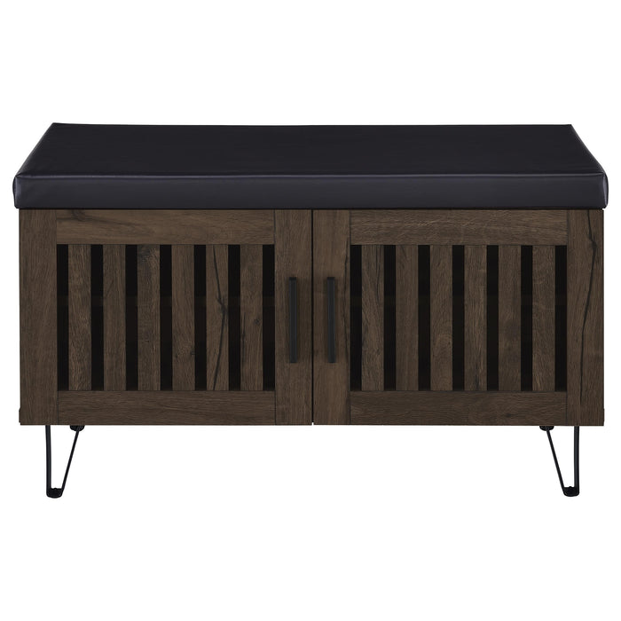Brixton 2-door Padded Entryway Shoe Storage Bench Smoked Oak
