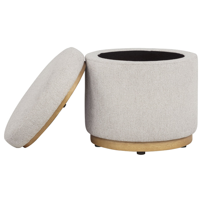 Remuda Boucle Upholstered Round Storage Ottoman Ivory