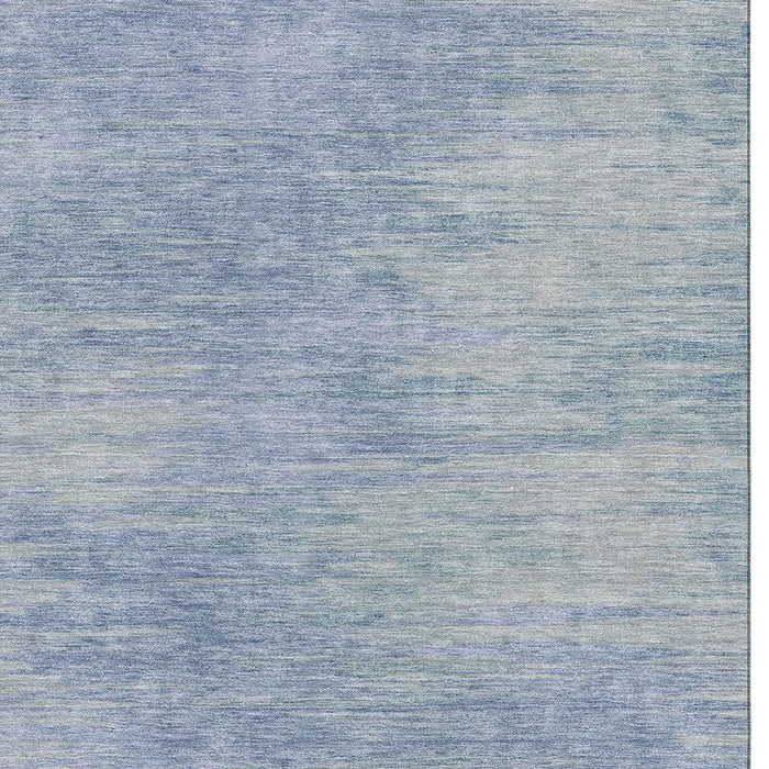 10' X 14' Abstract Washable Area Rug Polyester With UV Protection - Denim Blue And Ivory