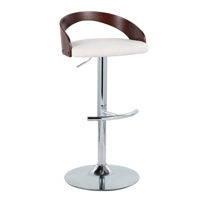 Grotto - Adjustable Barstool - Chrome Metal, Mahogany Wood