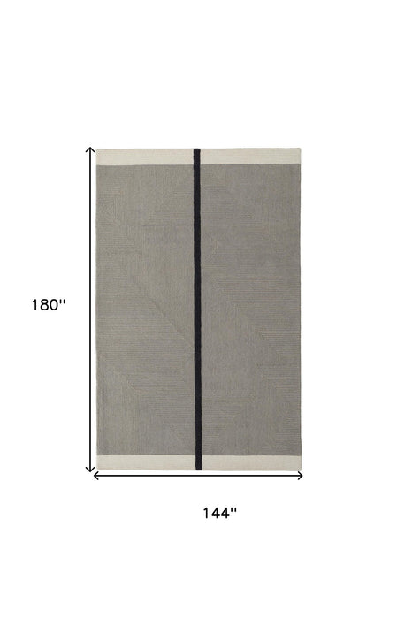 12' x 15' Wool Abstract Geometric Hand Tufted Area Rug - Black And Gray