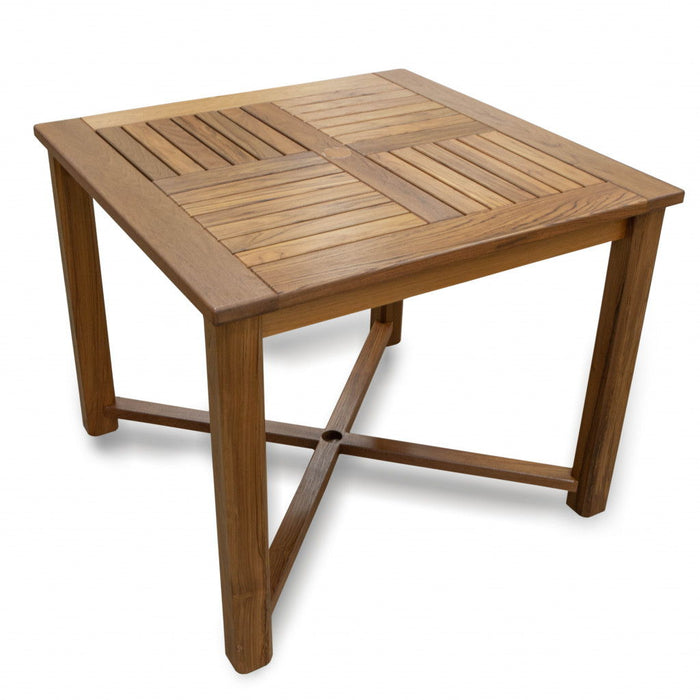36" Square Solid Wood Trestle Base Dining Table - Brown