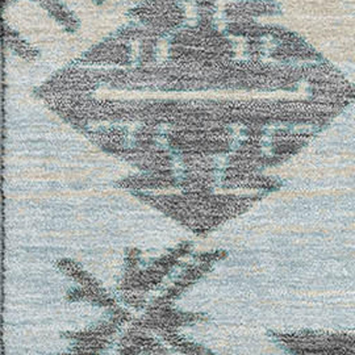 10' X 14' Tribal Washable Area Rug With UV Protection (709018) - Teal / Charcoal / Gray