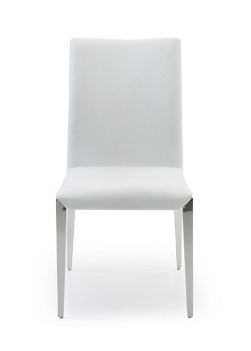 Faux Leather Dining Side Chairs Without Arms (Set of 2) - White