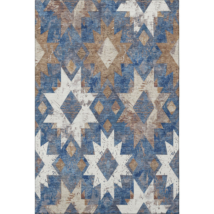 10' X 14' Southwestern Washable Area Rug With UV Protection (706643) - Blue / Brown / Ivory