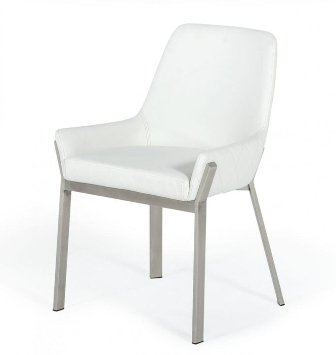 Upholstered In Faux Leather Dining Arm Chair - White
