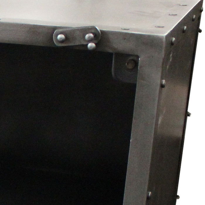 20" Metal Accent Cabinet With Two Shelves - Silver