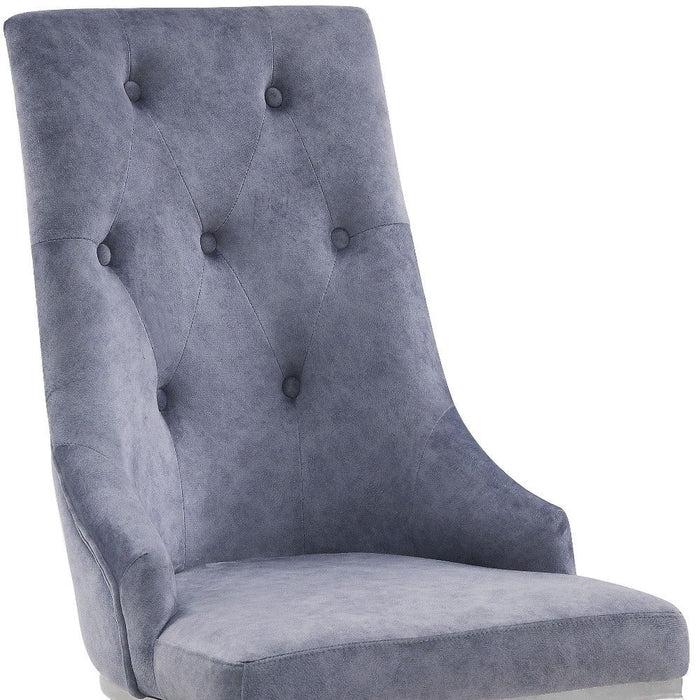 Tufted Upholstered Fabric Dining Side Chairs (Set of 2) - Gray / Silver