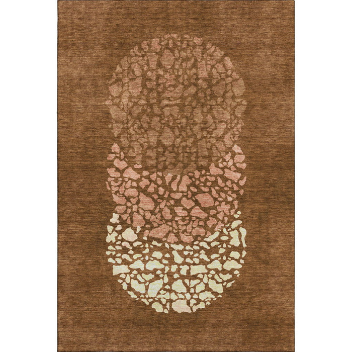 10' X 14' Abstract Washable Area Rug With UV Protection (653596) - Chili Red / Ivory