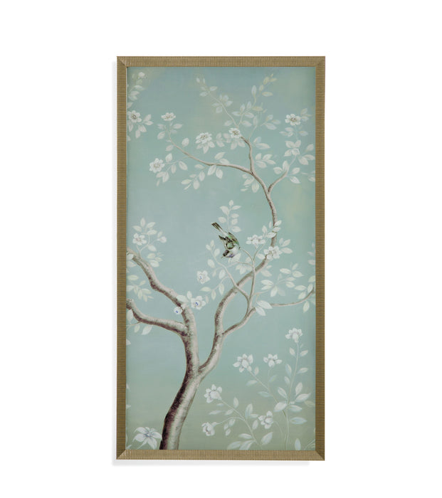 Birds & Flowers II - Framed Print - Light Blue