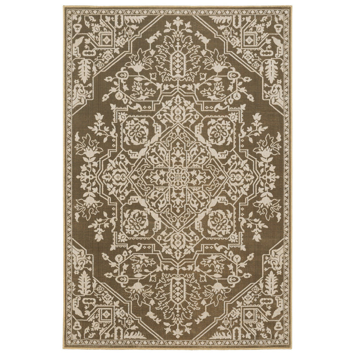 10' X 13' Oriental Area Rug - Gold And Beige