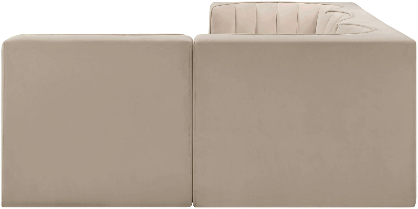 Rummi - Velvet Performance Fabric Upholstered 4 Piece Modular Sectional