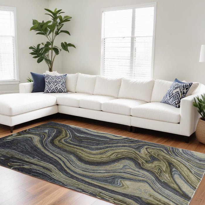 9' x 12' Abstract Hand Tufted Area Rug - Blue And Green