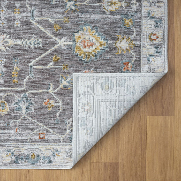 10' x 14' Floral Area Rug - Gray And Ivory