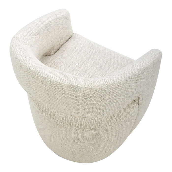 Upholstered Fabric Open Back Dining Arm Chair - White