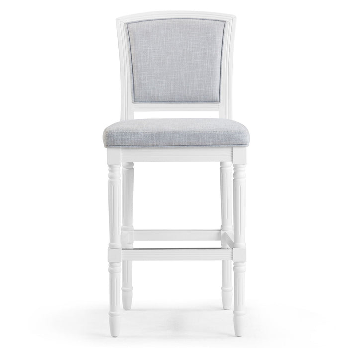 Fabric And Solid Wood Bar Height Bar Chair - Gray / White