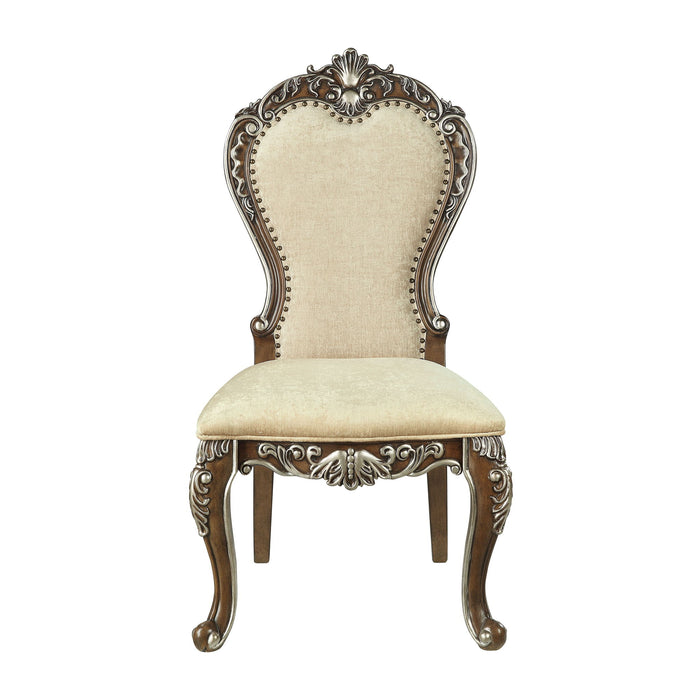 Upholstered Chenille Solid Wood Dining Side Chairs (Set of 2) - Gray / Oak
