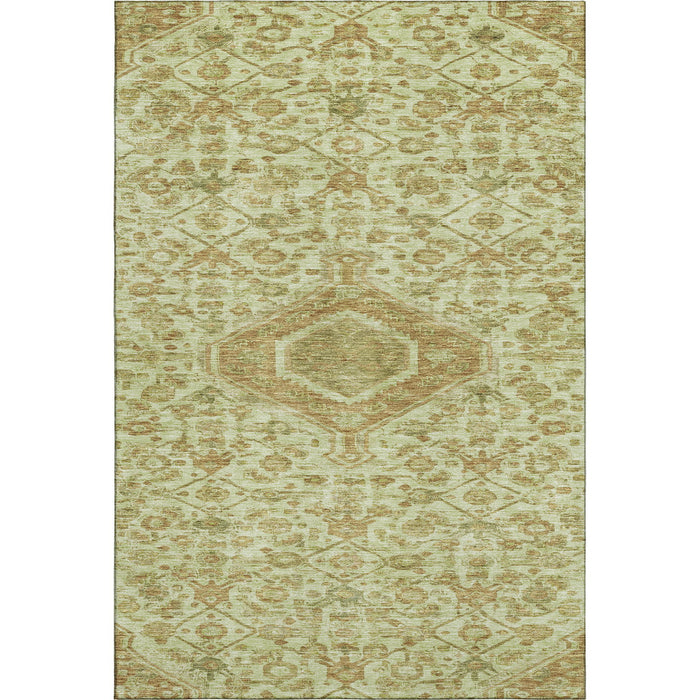 10' X 14' Floral Washable Area Rug With UV Protection (691806) - Sage / Salmon