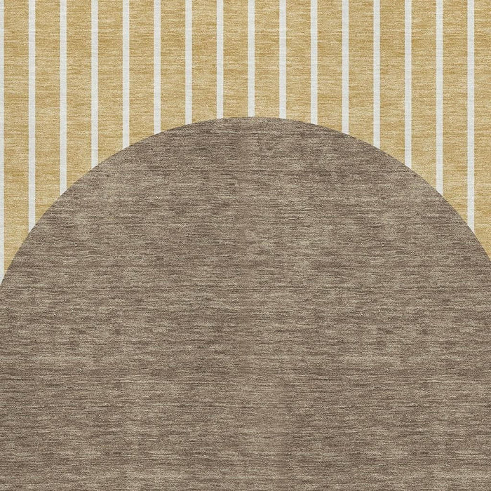 10' X 14' Striped Washable Area Rug With UV Protection (678335) - Wheat / Ivory / Brown