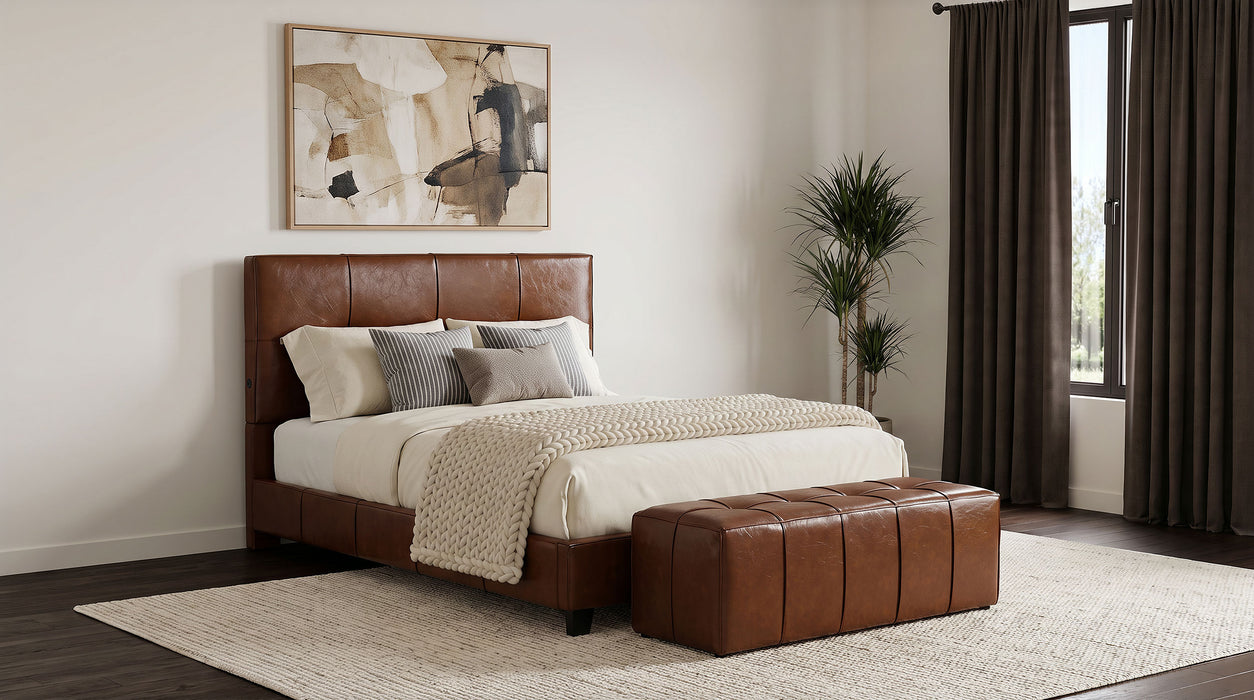 Farrell Faux Leather Upholstered Bench Brown