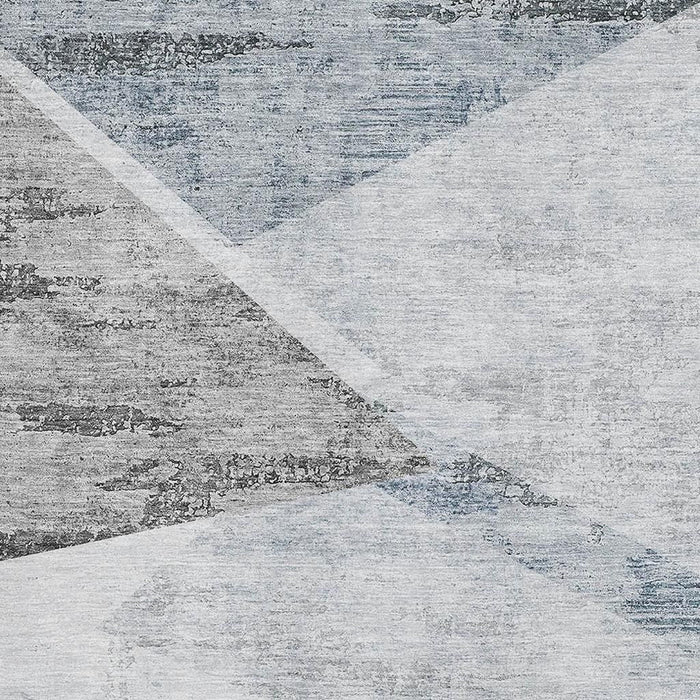 8' X 10' Geometric Washable Area Rug With UV Protection - Sky Blue