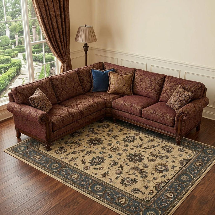 7' X 10' Oriental Area Rug (574401) - Ivory / Blue