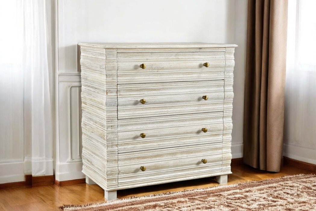 36" Solid Wood Four Drawer Standard Chest - White