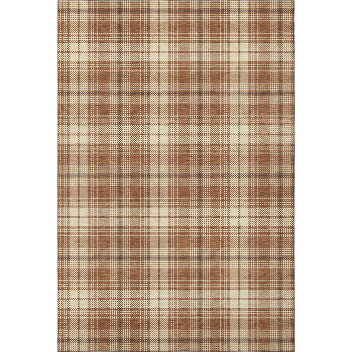 10' X 14' Plaid Washable Area Rug With UV Protection (678263) - Rust / Beige / Brown