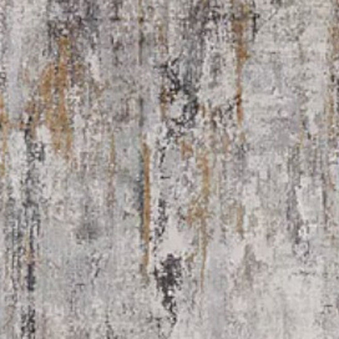 10' Casual Abstract Power Loom Runner Rug With Fringe - Gray