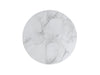 White marble and wood round pedestal coffee table by HomeRoots, 35-inch diameter, elegant and modern living room centerpiece.