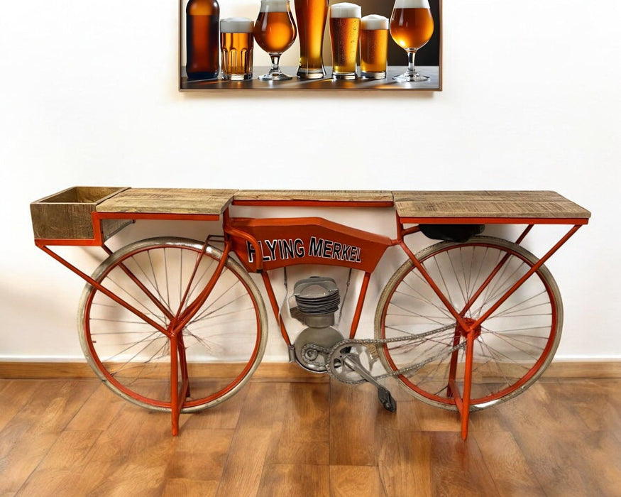 72" Flying Merkel Motorcycle Bar Cart - Orange