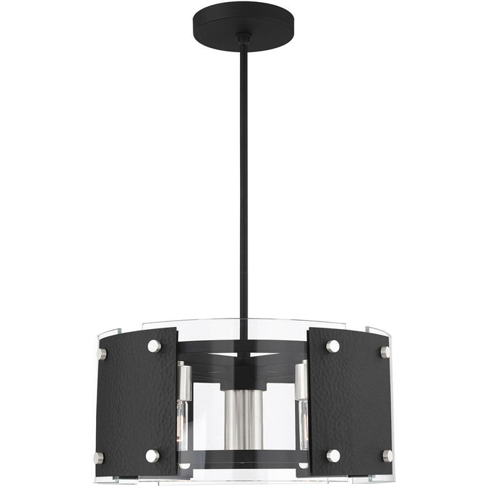18" 7 Light Dimmable Chandelier With Shades - Black