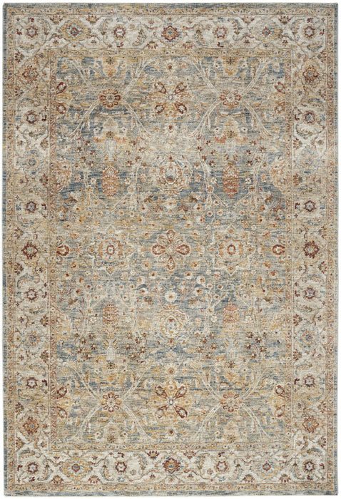 8' X 10' Floral Medallion Distressed Area Rug (550757) - Ivory / Blue