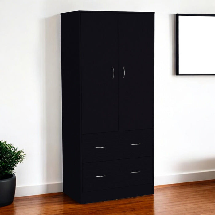 71" Two Door Two Drawer Combo Dresser - Black