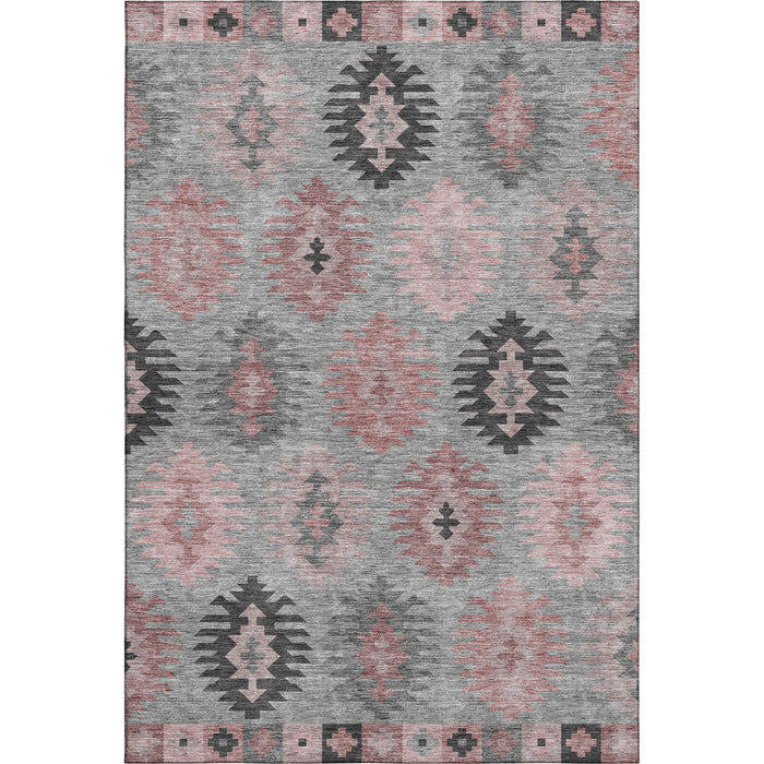 10' X 14' Southwestern Washable Area Rug With UV Protection (677627) - Gray / Mauve / Silver