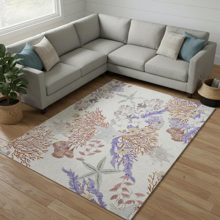 9' X 12' Geometric Washable Area Rug With UV Protection (645707) - Cinnamon / Ivory / Plum