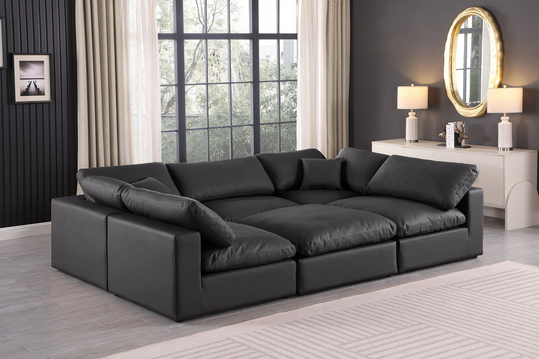 Comfy - 6 Piece Faux Leather Sectional