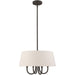 20-inch bronze metal chandelier with four lights and cream shades, dimmable housing, designed by HomeRoots.