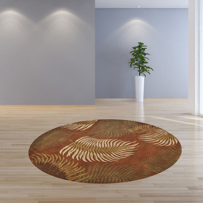 8' Round Wool Hand Tufted Area Rug - Rust