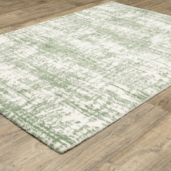 10' X 13' Abstract Area Rug - Green And Ivory