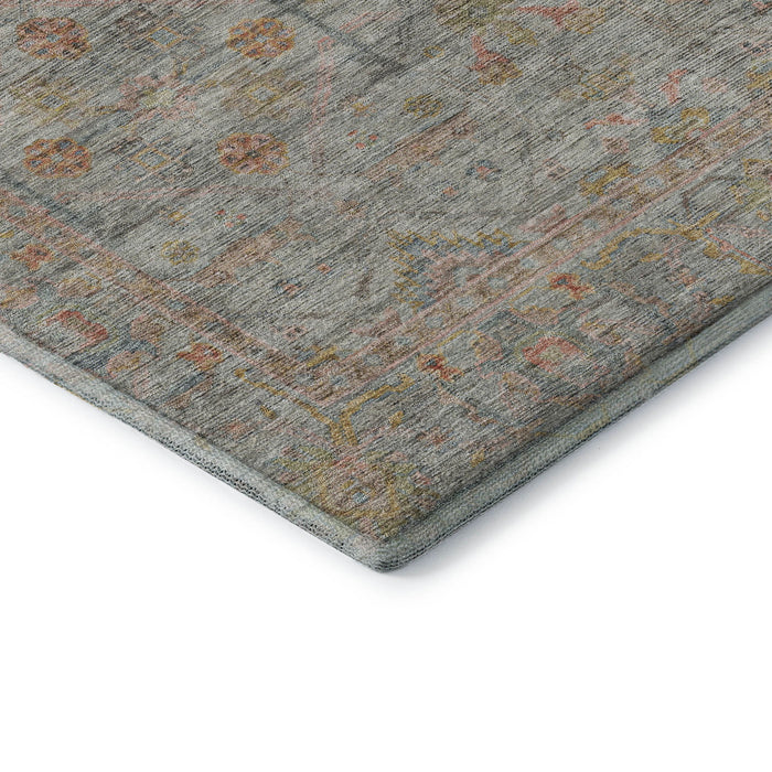 10' X 14' Floral Washable Area Rug With UV Protection (686090) - Taupe / Teal / Coral