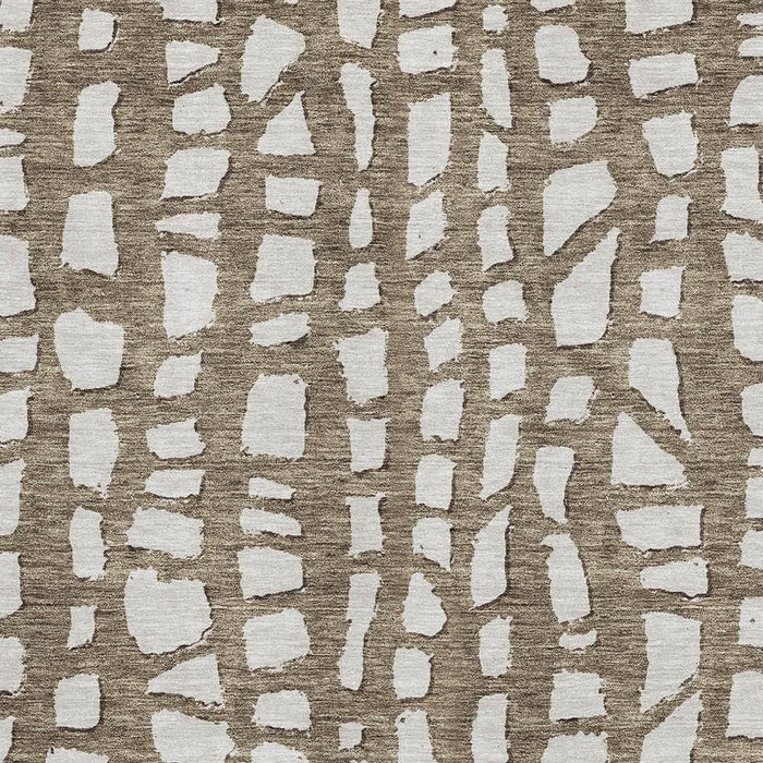 8' X 10' Cobblestone Washable Area Rug With UV Protection - Brown And Ivory