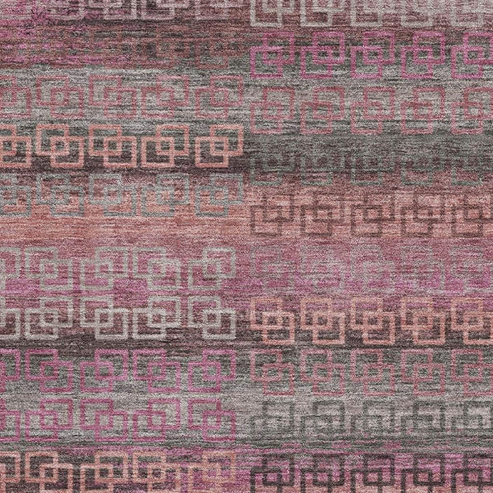 10' X 14' Striped Washable Area Rug With UV Protection (715093) - Pink / Gray