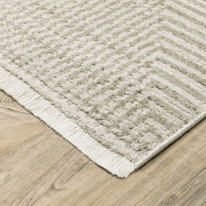 8' x 11' Geometric Power Loom Area Rug - Beige And Ivory