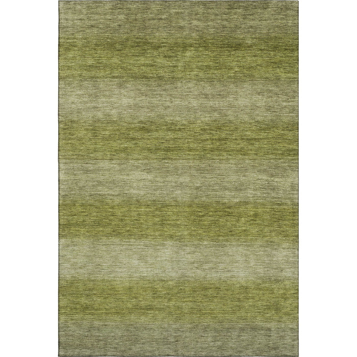 10' X 14' Striped Washable Area Rug With UV Protection (699526) - Artichoke Green / Fern Green